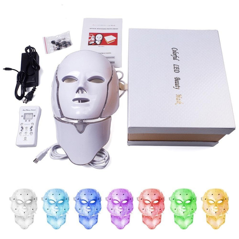 Máscara Facial Fototerapia LED 7 Cores - Rosto e Pescoço